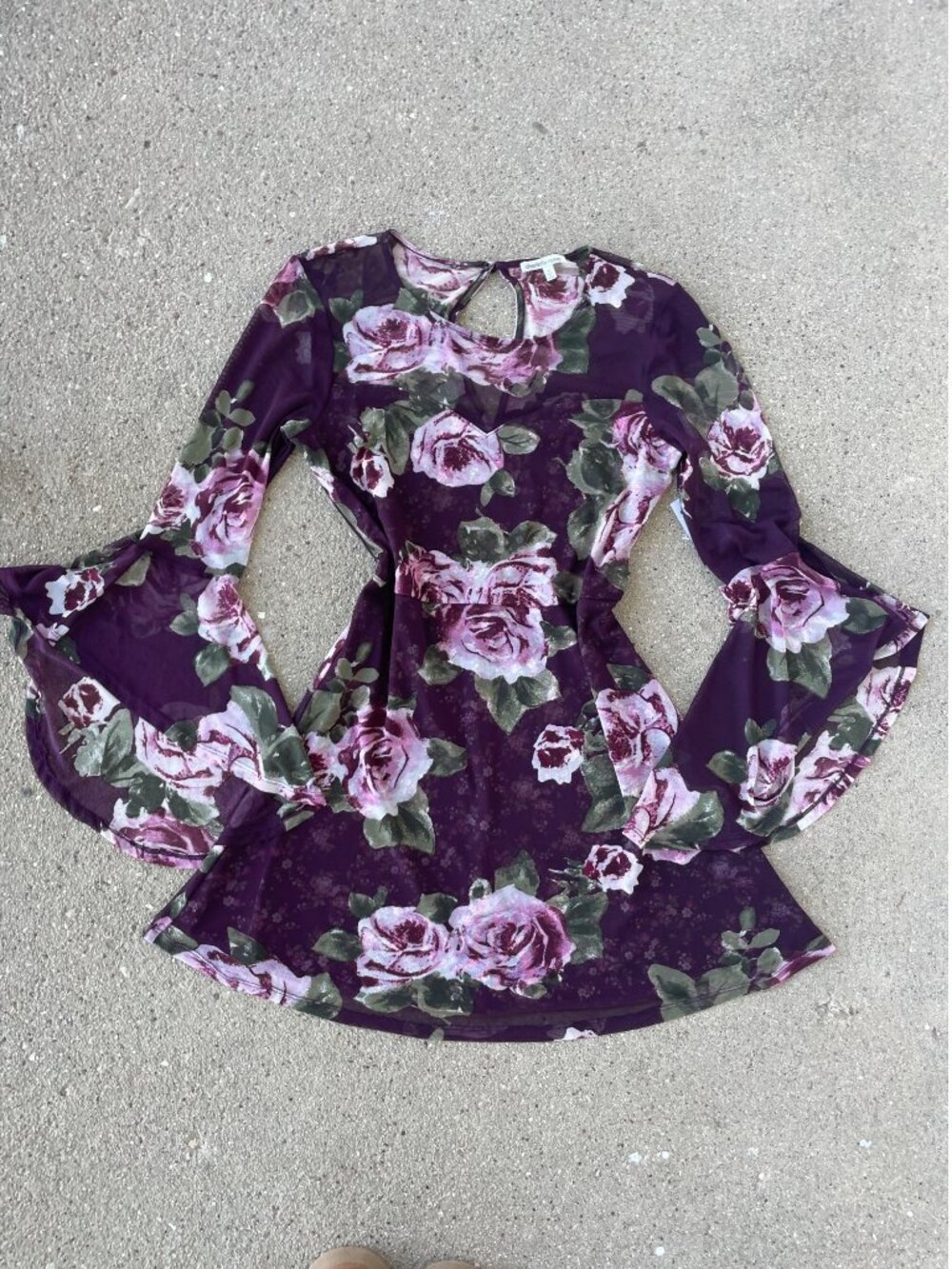 Vintage Y2K NWT Charlotte Russe Floral Layered Mini Dress Overlay Bell Sleeve M